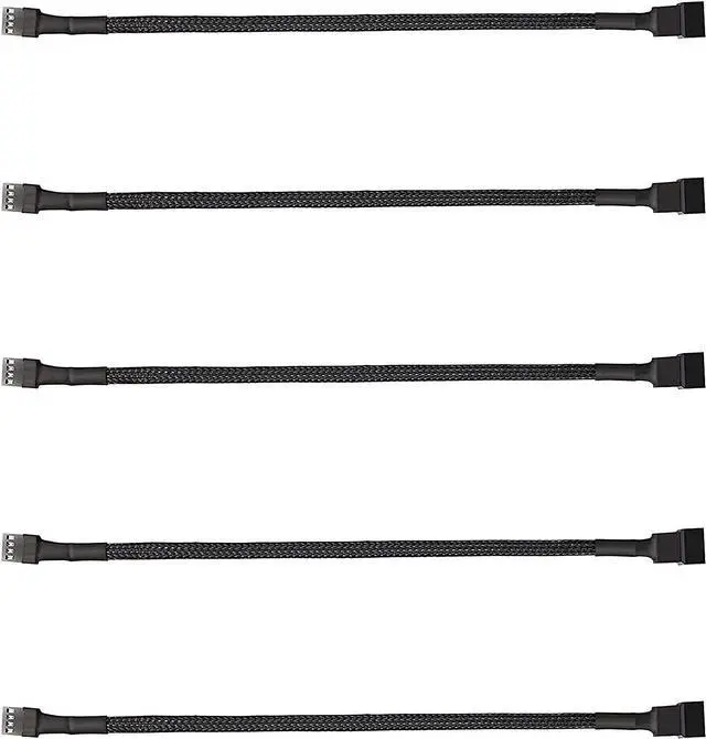 Main image of 5 Pack 4-Pin PWM Fan Splitter Cable, Sleeved Braided Adapter Computer PC Fan Power Extension Cable Converter for Computer ATX Case 4-Pin/3-Pin Cooling Fan Cable (10.6")