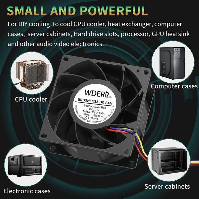 Alt view image 5 of 7 - 80mm x 38mm PWM 12V Big Airflow High Performance Fan High Static Pressure for Box Rack Exhaust Ventilation Cooling