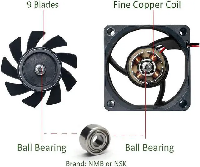 Alt view image 4 of 7 - 2-Pack 60mm x 15mm DC 12V Brushless Cooling Fan, Dual Ball Bearing