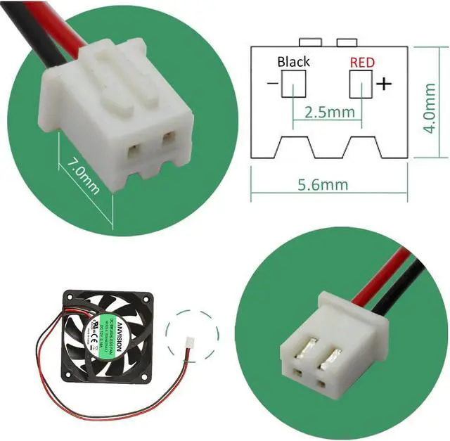 Alt view image 6 of 7 - 2-Pack 60mm x 15mm DC 12V Brushless Cooling Fan, Dual Ball Bearing