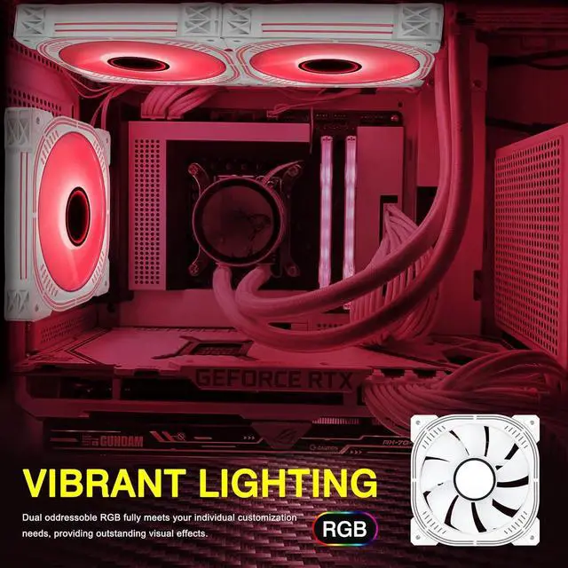 Alt view image 3 of 7 - Silent 120mm Case Fan, High Performance Low Noise LED PC Fans for Computer Case - 2 PCS (Red)