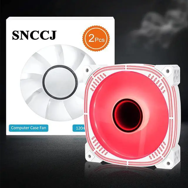 Alt view image 7 of 7 - Silent 120mm Case Fan, High Performance Low Noise LED PC Fans for Computer Case - 2 PCS (Red)