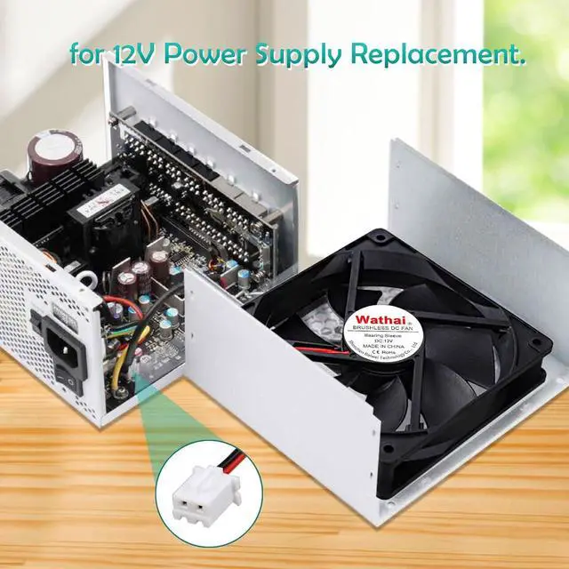 Alt view image 7 of 7 - Wathai 120mm x 25mm 12V Computer Case Cooling Fan 12 Volt 2Pin High High Performance DC Fan 2 Pack