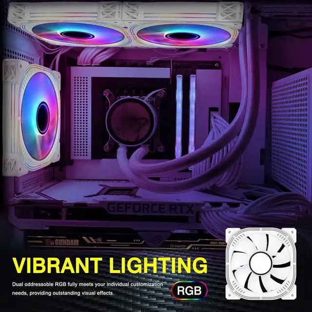 Alt view image 3 of 7 - Silent 120mm Case Fan, High Performance Low Noise LED PC Fans for Computer Case - 2 PCS (Multicolored)