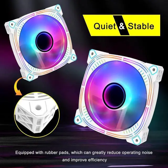 Alt view image 2 of 7 - Silent 120mm Case Fan, High Performance Low Noise LED PC Fans for Computer Case - 2 PCS (Multicolored)