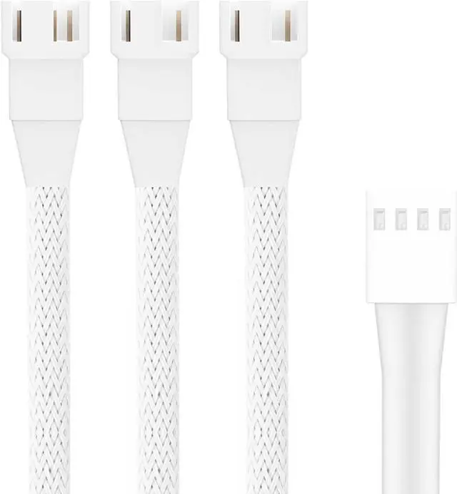 Main image of PANO-MOUNTS 2 Pack 1 to 3 Ways 4Pin PWM Fan Splitter Cable White Fan Power Extension Cable 4Pin Female to 3Pin 4Pin Male for PC Motherboard Computer Case Cooling Fans