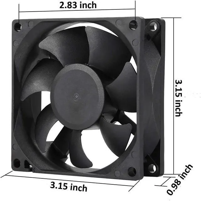 Alt view image 3 of 7 - 80mm 24V DC Cooling Fan CF8025 High Speed 24V 80mm 25mm 2Pin PC Exhaust Muffin Fan Low Noise 3500RPM 2-Pack
