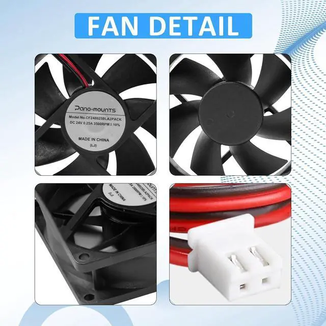 Alt view image 2 of 7 - 80mm 24V DC Cooling Fan CF8025 High Speed 24V 80mm 25mm 2Pin PC Exhaust Muffin Fan Low Noise 3500RPM 2-Pack