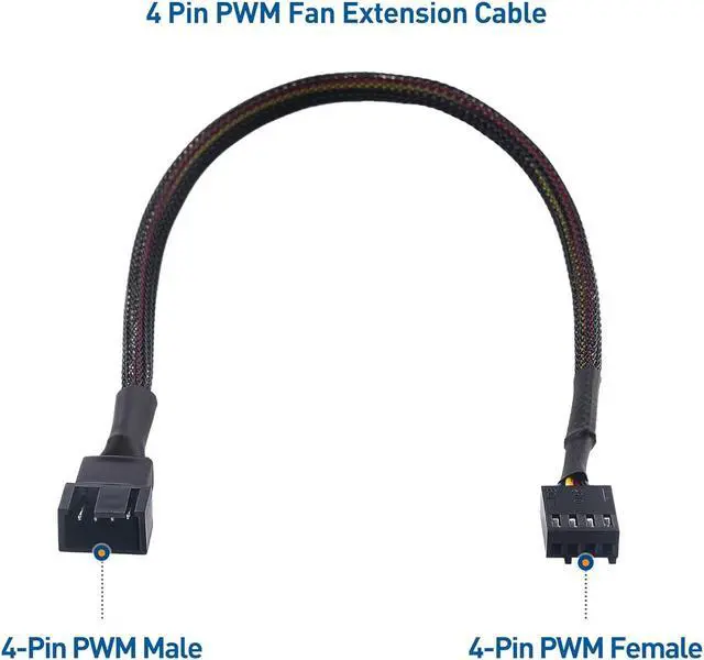 Alt view image 2 of 7 - Cable Matters 4-Pack, PWM 4 Pin Fan Extension Cable - 12 inches (PC Fan Extension Cable, PWM Fan Extension Cable, PWM Extension Cable)