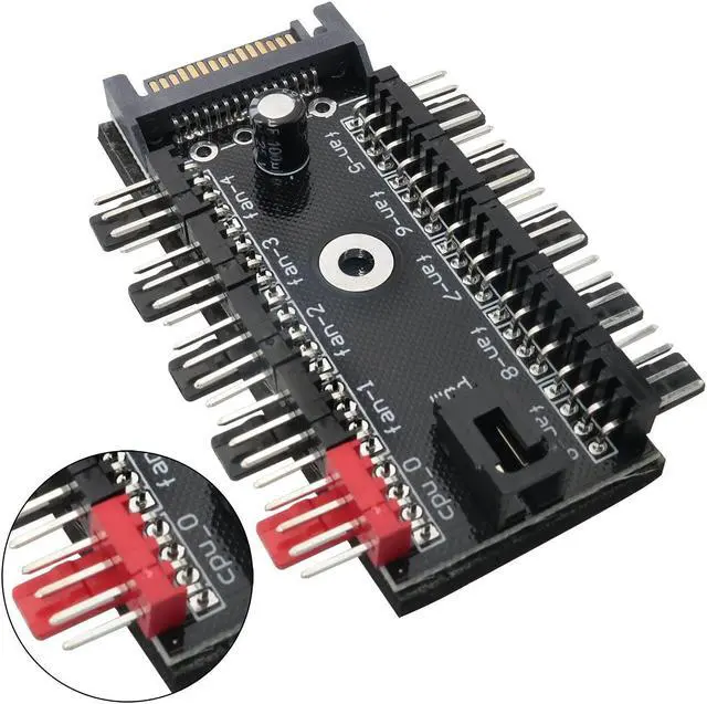 Alt view image 3 of 6 - 1PC PC Chassis Fan Hub CPU Cooling HUB Fan PWM Hub SATA Controller Speed Controller