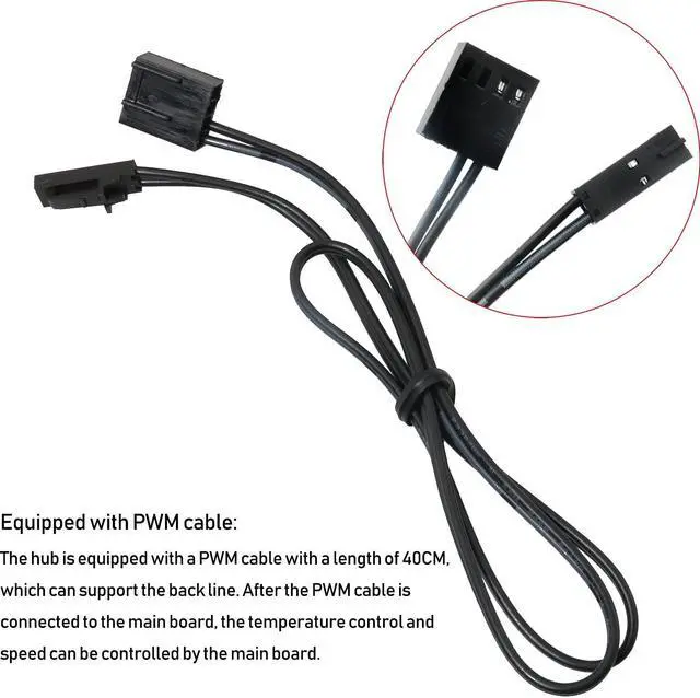Alt view image 4 of 6 - 1PC PC Chassis Fan Hub CPU Cooling HUB Fan PWM Hub SATA Controller Speed Controller