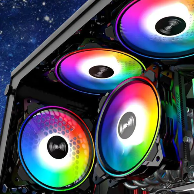 Alt view image 7 of 7 - upHere 120mm RGB Case Fan,Dual Halo RGB LED,Quiet Edition High Airflow Adjustable Color LED Case Fan for PC Cases-3 Pack,DP1206-3