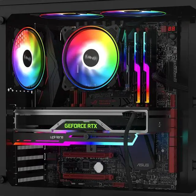 Alt view image 6 of 7 - upHere 120mm RGB Case Fan,Dual Halo RGB LED,Quiet Edition High Airflow Adjustable Color LED Case Fan for PC Cases-3 Pack,DP1206-3