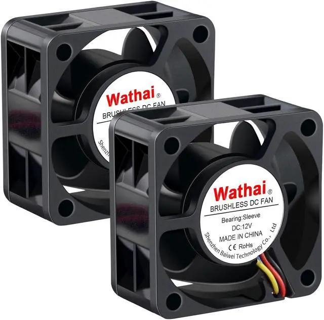 Main image of Wathai 40mm x 20mm 3pin Computer Case Fan 12V High Speed Replacement for DIY CPU Cooler, Routers, Switches, NAS,DVRs Cooling 2 Pack