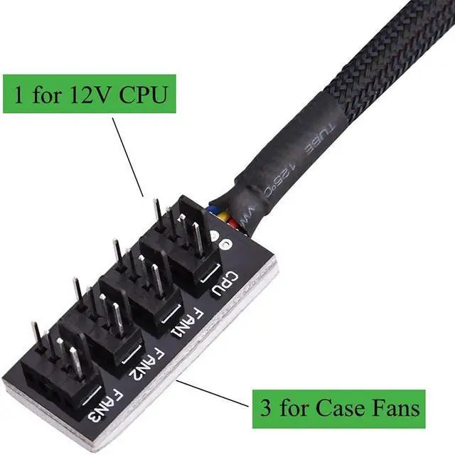 Alt view image 5 of 7 - PWM Fan Hub, 4-Pin Computer CPU/Case Fan Power Multi Splitter Connector Cable Adapter for Computer Cooler Fans