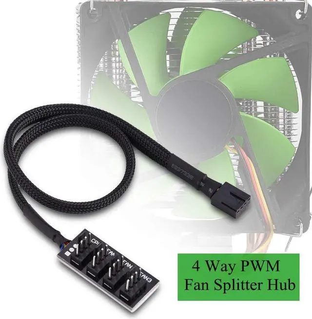 Alt view image 4 of 7 - PWM Fan Hub, 4-Pin Computer CPU/Case Fan Power Multi Splitter Connector Cable Adapter for Computer Cooler Fans