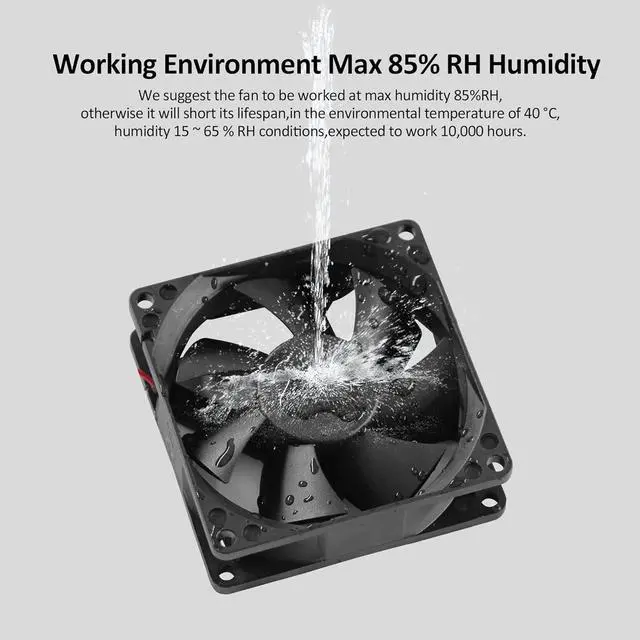 Alt view image 3 of 6 - 92mm 90mm 12V DC Moisture-Proof Fan High Airflow 12V 9025 2 Pin 2 Wire Small Square Exhaust Fan 3000RPM 2-Pack