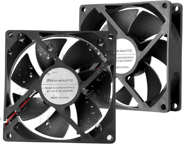 Main image of 92mm 90mm 12V DC Moisture-Proof Fan High Airflow 12V 9025 2 Pin 2 Wire Small Square Exhaust Fan 3000RPM 2-Pack