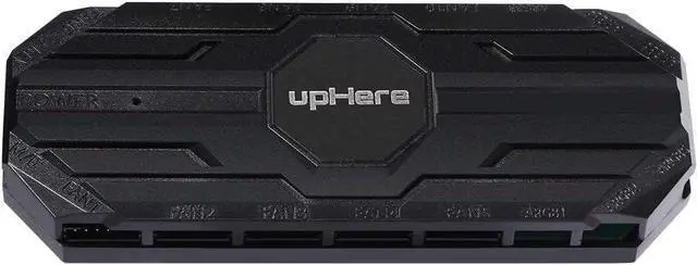 Main image of upHere 10-Port 6PIN SATA RGB Hub with 21-Key Remote Control/Splitter for 6-Pin Case Fans in Black-MBX10