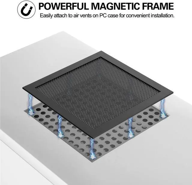 Alt view image 3 of 7 - MoKo 120mm Dust Filter for Computer Cooler Fan, [4 Pack] Magnetic Frame PC Fan Dust Mesh PC Cooler Filter PVC Dustproof Cover Computer Fan Grills - Black
