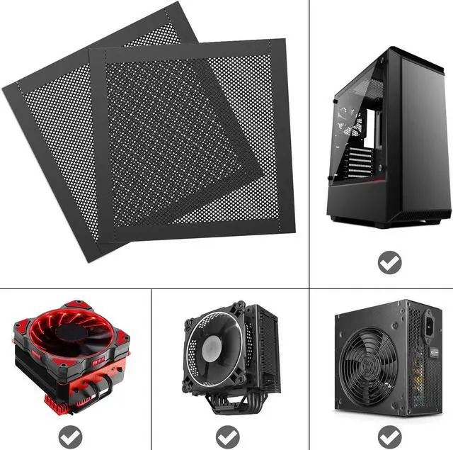 Alt view image 4 of 7 - MoKo 120mm Dust Filter for Computer Cooler Fan, [4 Pack] Magnetic Frame PC Fan Dust Mesh PC Cooler Filter PVC Dustproof Cover Computer Fan Grills - Black