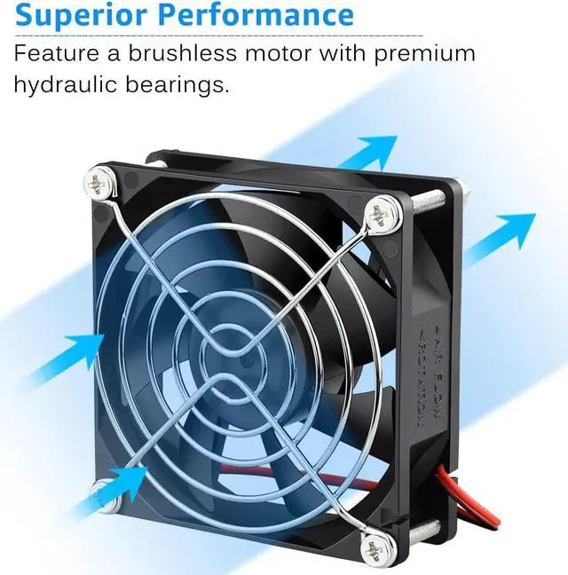 Alt view image 3 of 7 - GDSTIME 2 Pack 80mm x 80mm x 25mm 12V DC Brushless Cooling Fan