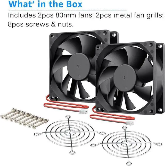 Alt view image 7 of 7 - GDSTIME 2 Pack 80mm x 80mm x 25mm 12V DC Brushless Cooling Fan