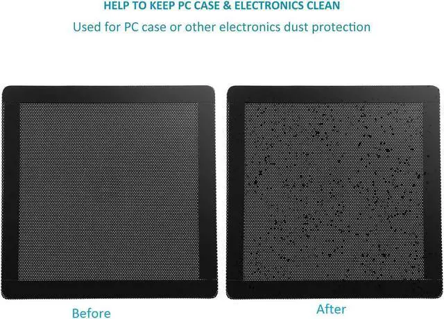 Alt view image 6 of 7 - 140mm 5.5inch Fan Dust Filter Mesh Magnetic Frame PVC Computer PC Case Fan Dust Proof Filter Cover Grills Black 5-Pack