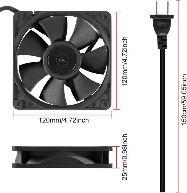 Alt view image 6 of 6 - 1PACK EC 120mm x 25mm Dual Ball Bearings 120mm x 120mm x 25mm DIY Cooling Ventilation Exhaust Fan 110V 115V 120V 220V 240V AC Axial Case Muffin Fan