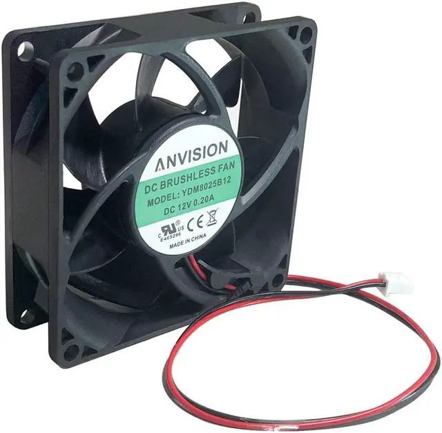 Alt view image 2 of 7 - 2-Pack 80mm x 25mm DC 12V Brushless Cooling Fan, Dual Ball Bearing