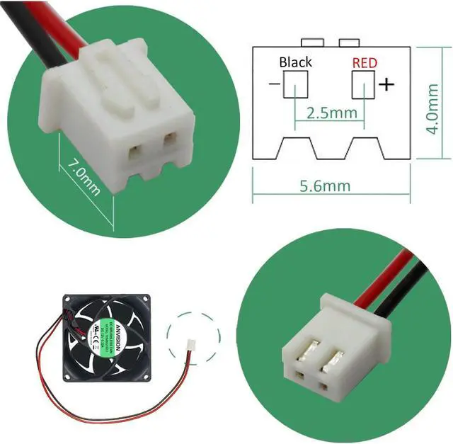 Alt view image 6 of 7 - 2-Pack 80mm x 25mm DC 12V Brushless Cooling Fan, Dual Ball Bearing