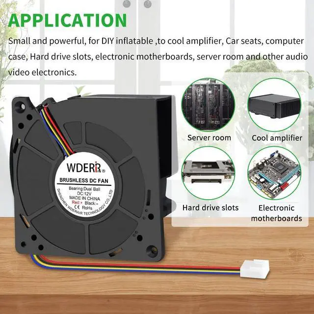 Alt view image 2 of 7 - 120mm x 32mm Dual Ball DC Blower Centrifugal Fan 12V 4Pin PWM Big Airflow for DIY Air Exhaust Vent Cooling