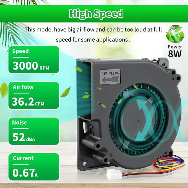 Alt view image 3 of 7 - 120mm x 32mm Dual Ball DC Blower Centrifugal Fan 12V 4Pin PWM Big Airflow for DIY Air Exhaust Vent Cooling