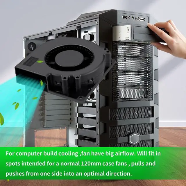 Alt view image 5 of 7 - 120mm x 32mm Dual Ball DC Blower Centrifugal Fan 12V 4Pin PWM Big Airflow for DIY Air Exhaust Vent Cooling