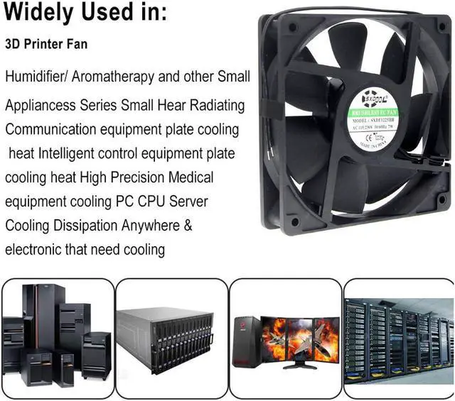 Alt view image 3 of 7 - EC AC Cooling Fan 120X120X25mm 120mm AC 110V 115V 120V 220V 240V for Chassis case cabinets