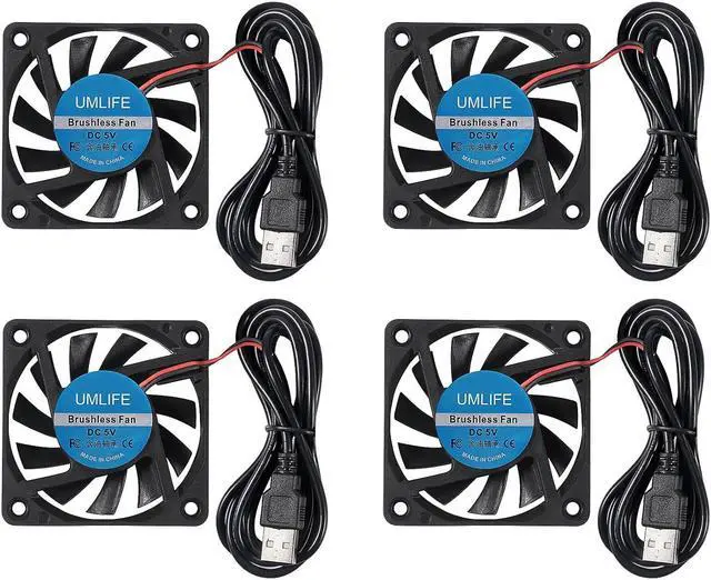 Main image of 4PACK DC 60mm USB Fan 5V 6015 Brushless Cooling Fan 60mmx15mm 5V USB for PC Computer Case Cooler Raspberry Pi Radiator Ventilation
