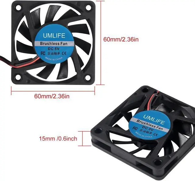 Alt view image 2 of 7 - 4PACK DC 60mm USB Fan 5V 6015 Brushless Cooling Fan 60mmx15mm 5V USB for PC Computer Case Cooler Raspberry Pi Radiator Ventilation