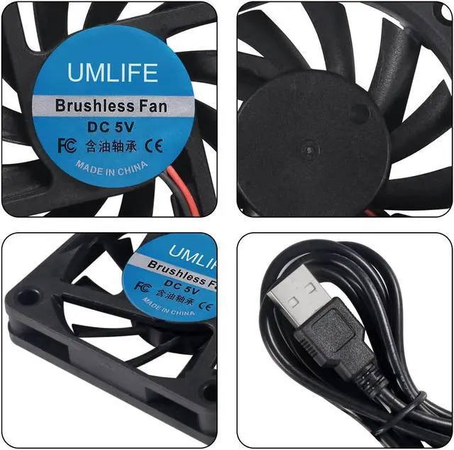 Alt view image 4 of 7 - 4PACK DC 60mm USB Fan 5V 6015 Brushless Cooling Fan 60mmx15mm 5V USB for PC Computer Case Cooler Raspberry Pi Radiator Ventilation