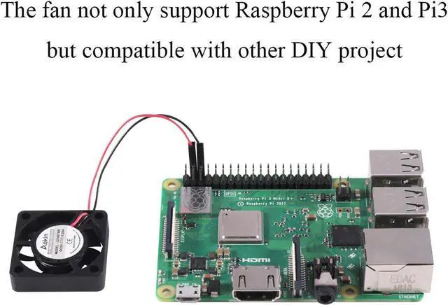 Alt view image 7 of 7 - Aokin for Raspberry Pi Cooling Fan DC 5V/3.3V Brushless CPU Cooling Fan with Screws for Raspberry Pi 4 B, Pi 3 B+, Pi 3 B, Pi 2 B, Pi 1 B+, RetroFlag NESPI Case, etc, 1 Pack