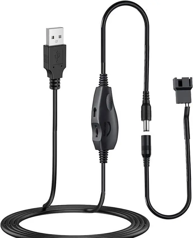 Main image of Delinx 12V Fan Speed Controller, Fan Power Adapter,USB 5V Step UP Boost to DC 12V Adapter, 5-12V Adjustable, with 3/4 Pin Fan Connector Cable, 4.8ft Length