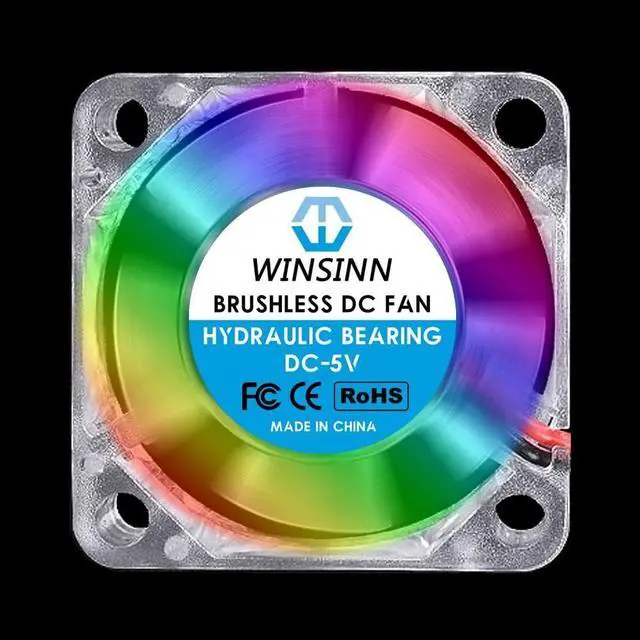 Alt view image 5 of 6 - WINSINN 30mm RGB Fan 5V, LED Colorful 3D Printer Micro 5 Volt Fans 3010 Hydraulic Bearing, Brushless Cooling 30mmx10mm 2PIN (Pack of 4Pcs)
