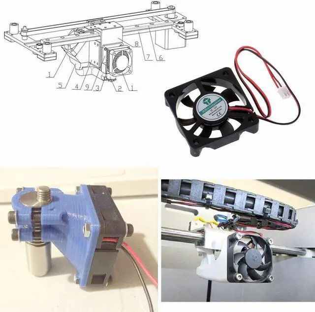 Alt view image 7 of 7 - 2PCS 5010 Silent Brushless Cooling Fan 2 pin Brushless 5CM Fans DC 12V 0.1A 50mm X 50mm X 10mm for Cool 3D Printers Parts PC Case CPU Cooler Sleeve Bearing 7 Blades