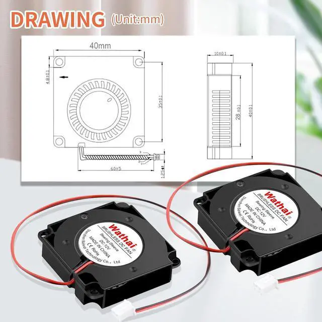 Alt view image 5 of 7 - Wathai 4010 Blower Fan 12v Centrifugal Fan 40mm Computer Case Tiny Fan Micro Turbine 40x40x10 for DIY 3D Printer Cooling 2 Pack