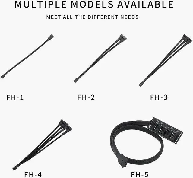 Alt view image 7 of 7 - upHere PWM Fan Extension Cable,PC Fan Splitter Cable Converter for Computer ATX Case 4-Pin/3-Pin Cooling Fan Cable,12.2 inch (5-Pack)