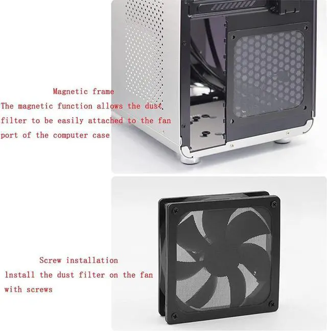 Alt view image 6 of 6 - 4pcs 140mm PC Fan Dust Filter Magnetic Frame Computer Fan Grills Dust Mesh PC Cooler Filter Screen Dustproof Case Covers 14cm x 14cm, Black