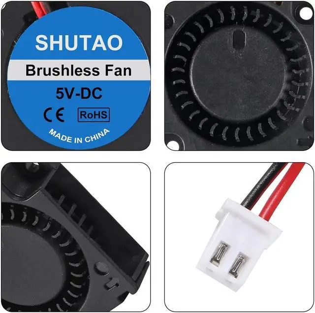 Alt view image 2 of 6 - 4PCS 30mm Blower Fan 3010 5V 3D Printer Cooling Fan 30mm x 10mm Bearing Turbo Cooling Fan with 2 Pin Terminal