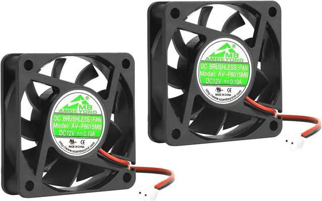 Main image of 2-Pack 60mm by 60mm by 15mm 6015 12V DC 0.10A Dual Ball Bearing Brushless Cooling Fan 2pin