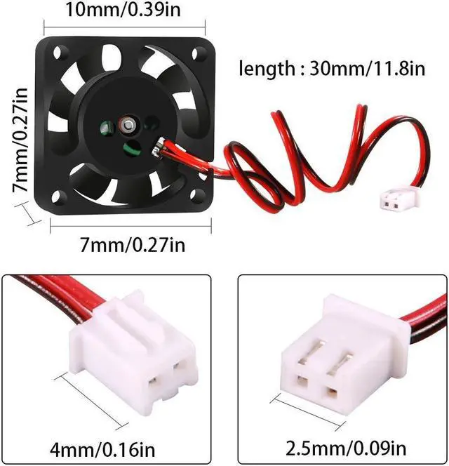 Alt view image 5 of 6 - 4PCS 3D Printer Brushless Cooling Fan 40x40x10mm DC24V Oil Bearing Blower Fan Turbo fan with 2 Pin Terminal for Hotend Extruder Heatsinks Makerbot MK7 MK8 CPU Chip Arduino Creality Ender 3 Ender 3 Pro