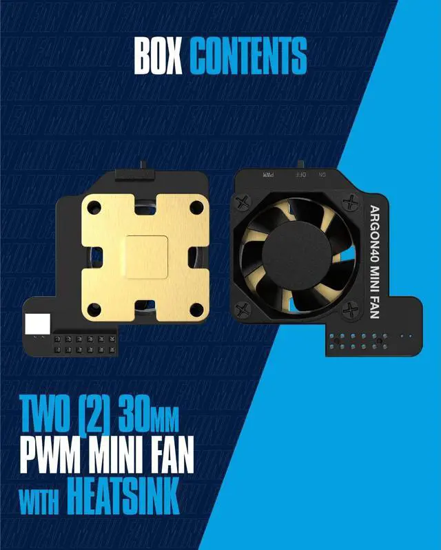 Alt view image 7 of 7 - Argon Mini Fan HAT with Built-in Heatsink | ON-Off Switch for The Heatsink Fan | Fully Controllable PWM HAT | 2 Pieces of Fan per Pack