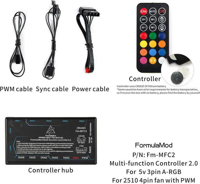 Alt view image 2 of 5 - Sync Controller for ARGB (5v 3-Pin) Lighting & Fan (2510-4-Pin) Power/PWM, Multifunctional Hub for Connecting/Synchronizing to Motherboard